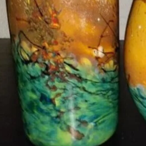 JOHN FIELDS 'SEDONA' Signed 2000 Hand Blown Studio Art Glass Cylinder Vase - Picture 4 of 12